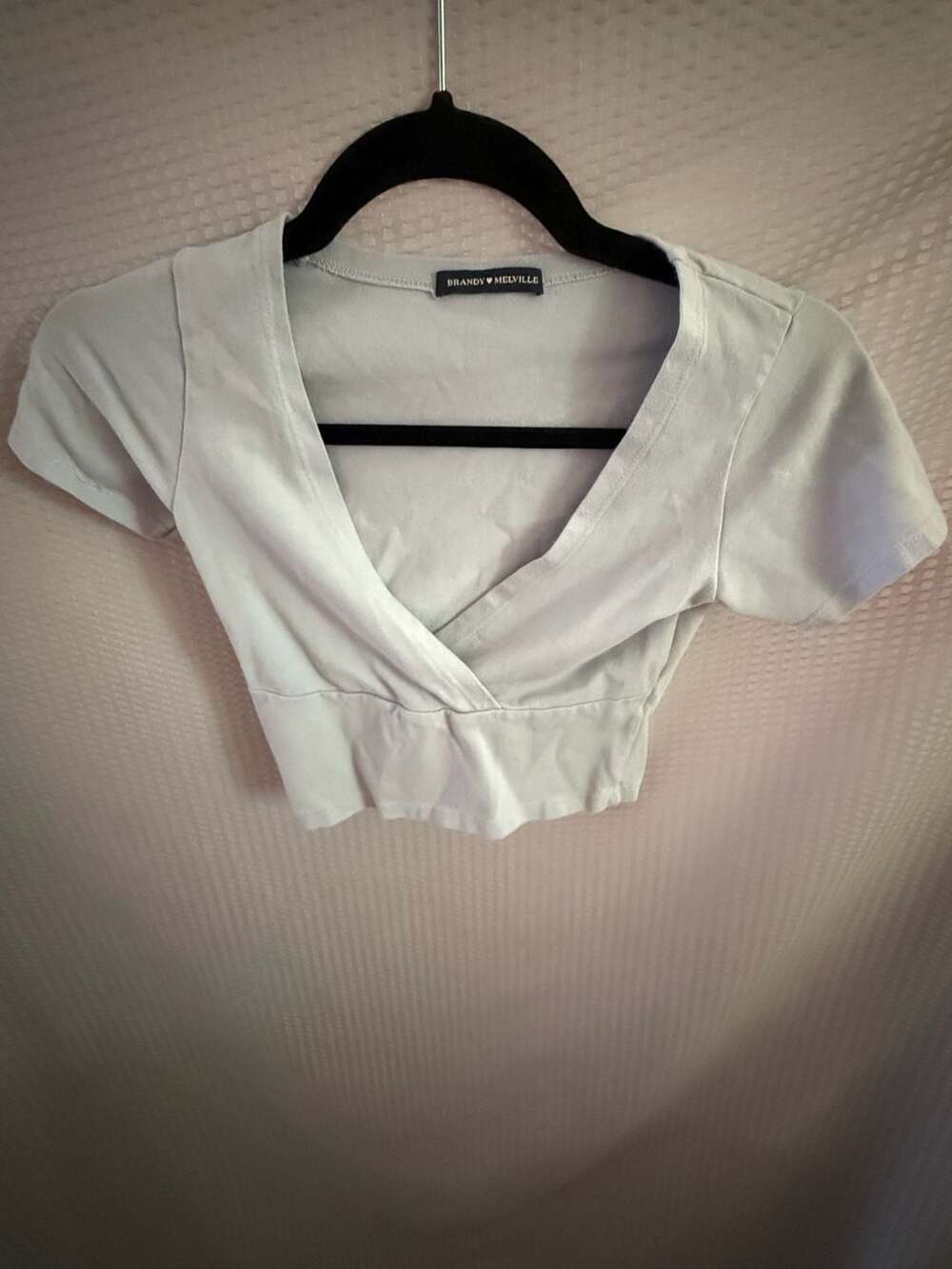 Brandy Melville Giana Wrap Crop Top Light Blue One Size